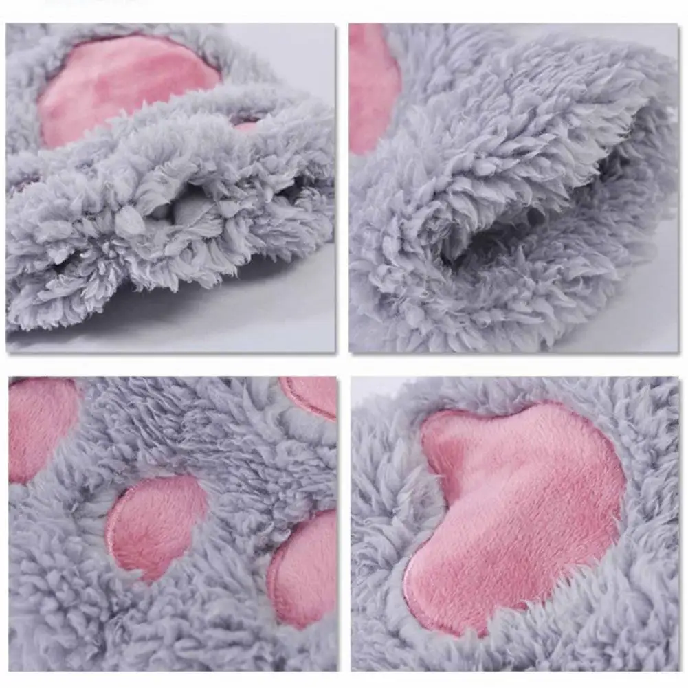 

Half Finger Gloves Cozy Cute Women's Plush Cat Paw Claw Gloves Warm Winter Accessories for Office Riding Comfortable for Girls