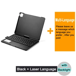 Universal Tablet Bluetooth Keyboard Case with Multi-Language Support for Pro 11 2020 2018 (BlackBacklit laser)