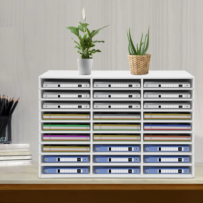 27-Slot Literature Storage Rack Desktop Storage Rack PVC File Holder White ups online cyberpower ols1000ert2ua new rack 1000va 900w usb rs 232 snmp slot epo 3 3 iec320 c13