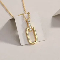 M-JAJA 2mm Moissanite pendentif rectangulaire collier plaqué or 18K S925 en argent Sterling collier ras du cou fête bijoux fins cadeaux 3