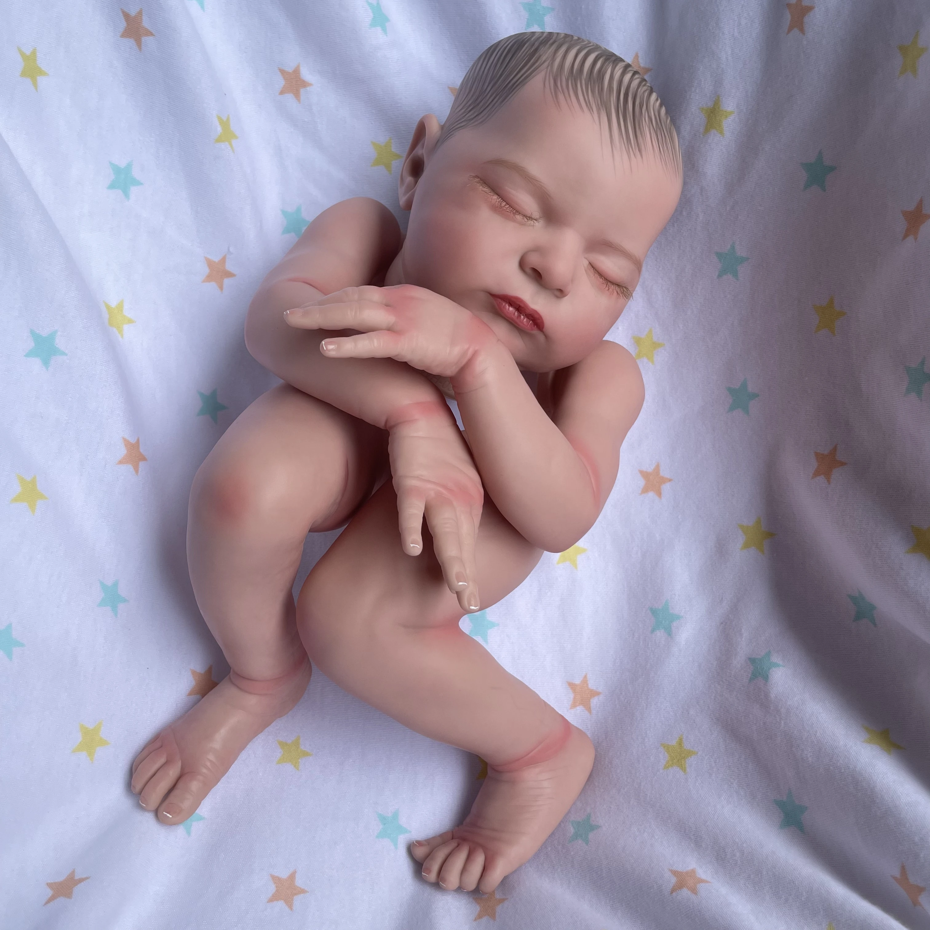 

22 Inches 3D Painting Kit Laura Reborn Baby Doll Mold With Hair More Realistic Easy DIY Toy Girl