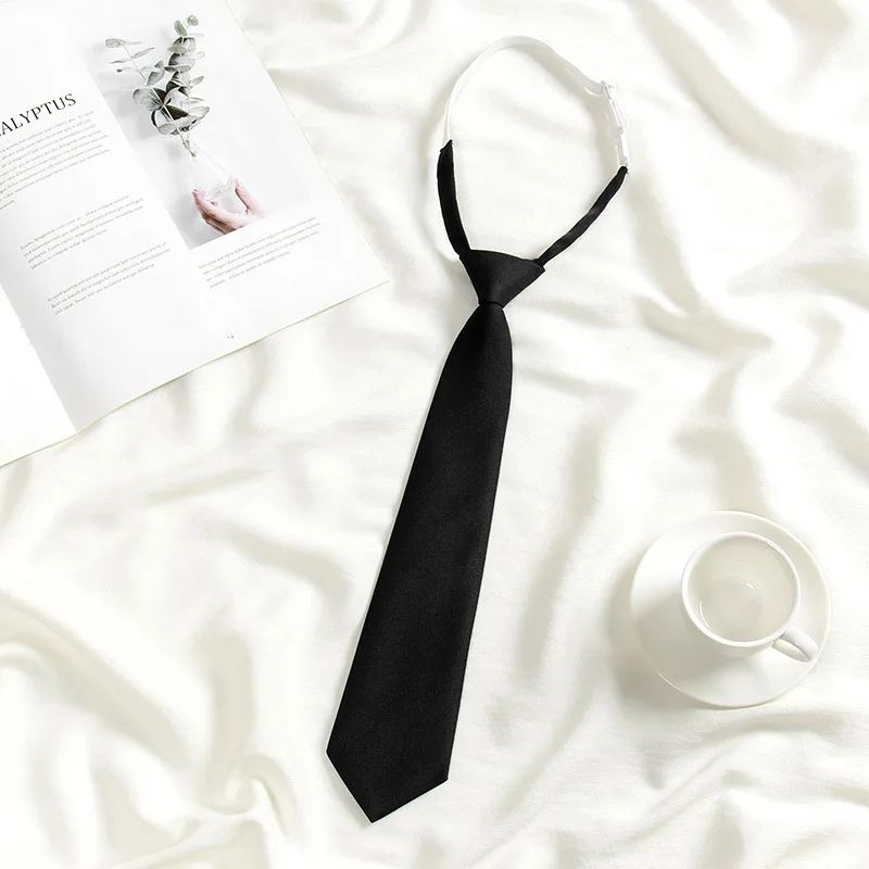 JK Ties Women Solid Black Neck Tie Girls Japanese Style for Jk Uniform Cute Necktie Plaid Uniform School Accessories woven necktie necktie set