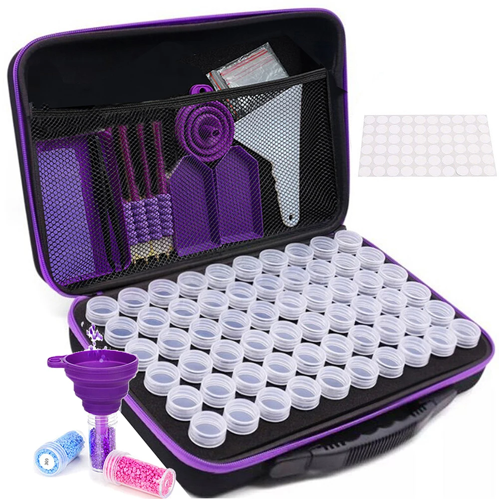 다이아몬드 페인팅 액세서리 도구 보관 용기 가방, 다이아몬드 페인팅 도구 펜 운반 케이스, 모자이크 보관함, 60 병 