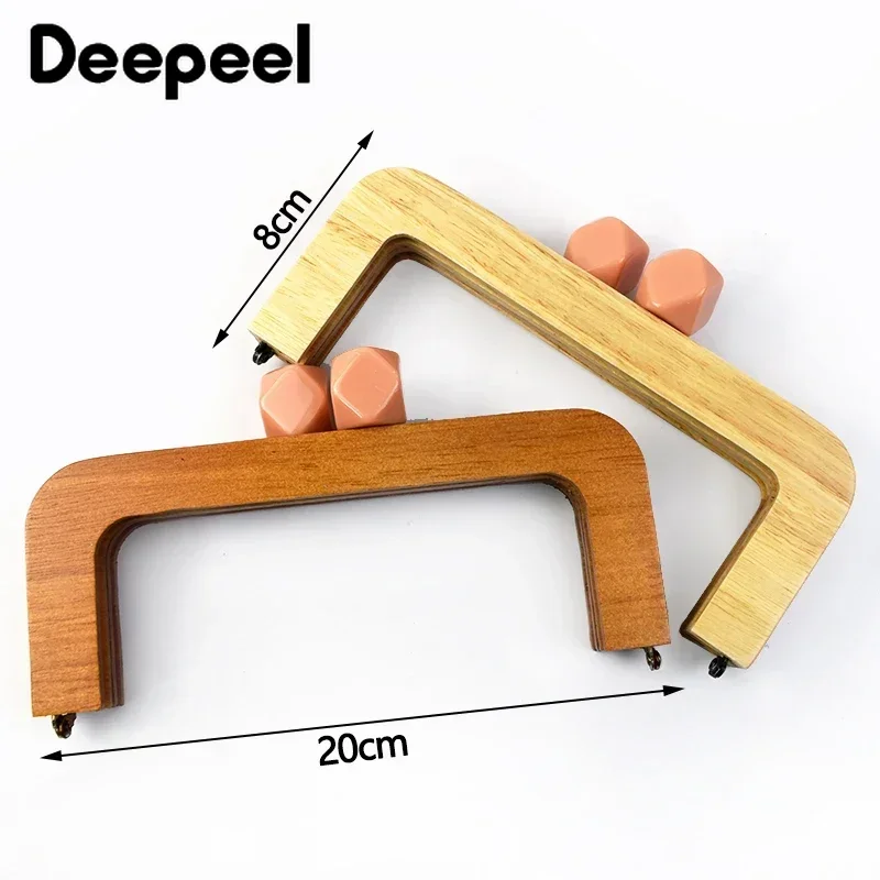 1Pc Deepeel 20*8cm Wooden Handle Resin Head for Bag Handbag Closure Brackets Buckle Kiss Clasp Purse Frames DIY Bags Accessories