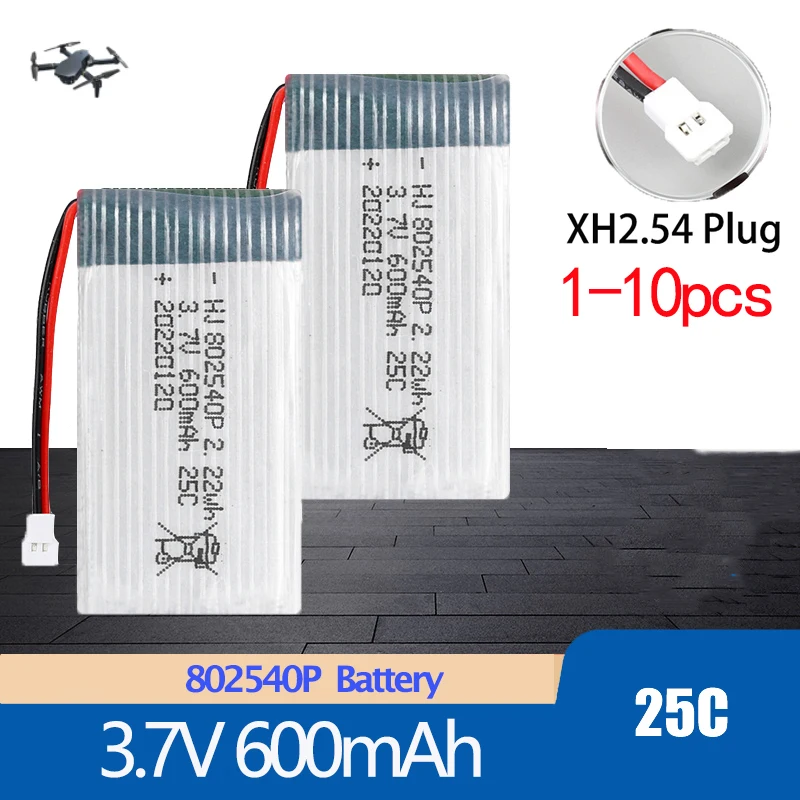 Batteria Drone 3.7V 600mAh 25C Con Spina XH2.54, Ricambio Compatibile Per X5C, X5SC, X5SW, M68, X705C E Altri Quadricotteri