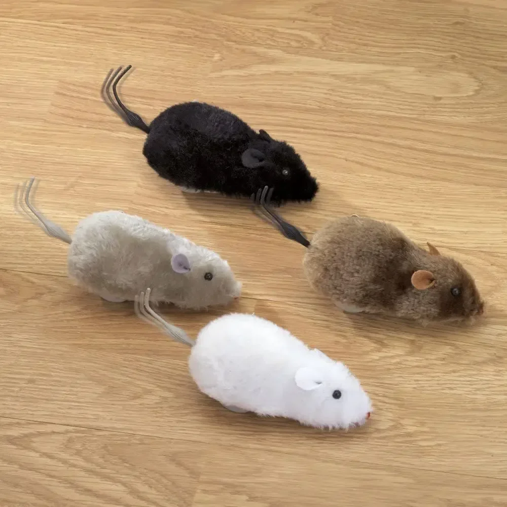 봉제 와인드 업 마우스 점프 고양이 인터랙티브 장난감 마우스, 애완 동물 인터랙티브 재미있는 놀이
