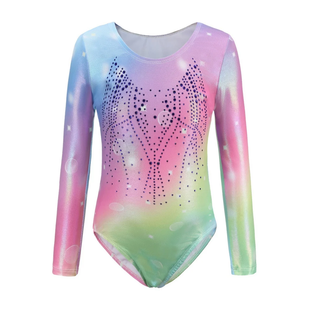 Children Girls Diamante Long Sleeve Sleeveless Ballet Leotard 5-12 Years