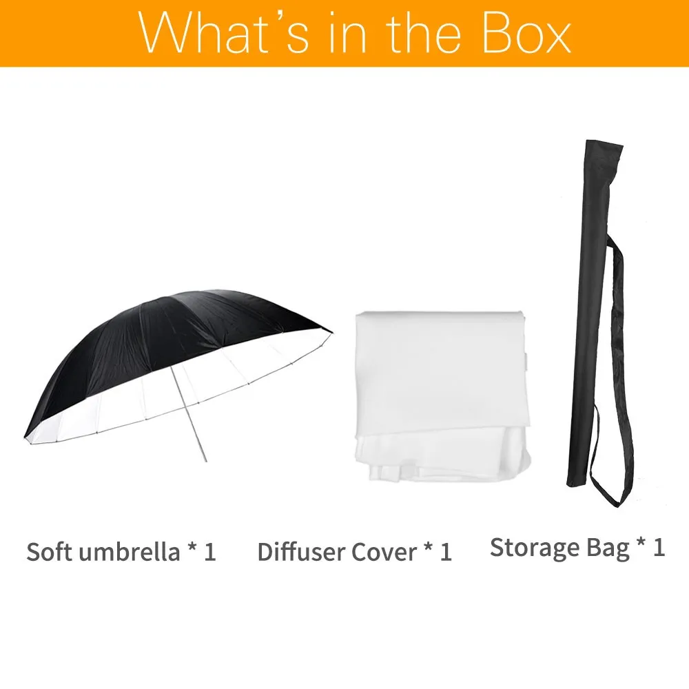 고독스 60인치(150cm) 블랙/화이트/실버 반사 우산 스튜디오 조명 라이트 우산 (대형 디퓨저 커버 포함)