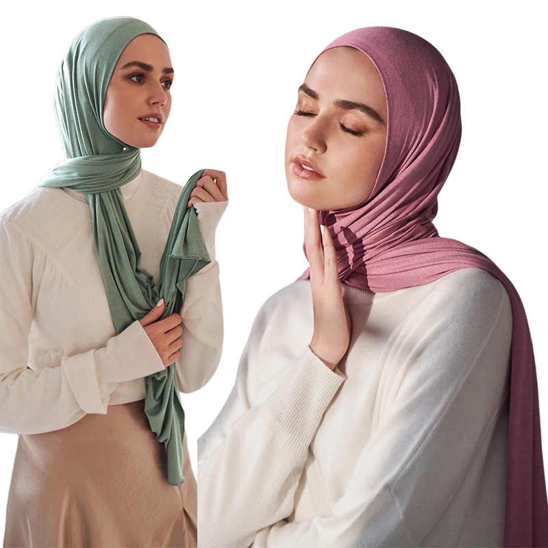 Jersey de algodón para mujer, Hijab musulmán de 60x170CM, turbante suave liso de alta calidad, bufanda larga de África, chal de Ramadán