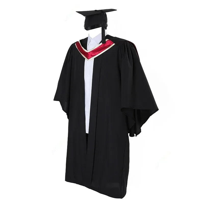 European and American University Style School Uniform Men's and Women's Graduation Dress Hat Set Bachelor's Graduation Dress