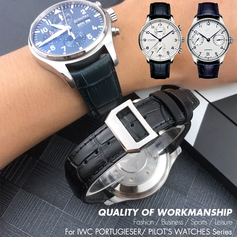 IWCオイスターブレス20mm 20mm 21mm 22mm Genuine Leather Watchband For Iwc Portugieser