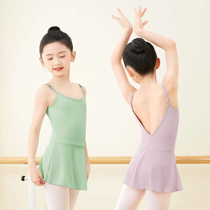 Ballet Leotards for Girls Adjustable Shoulder Strap Gymnastics Leotard Dress Ballet Dancing Bodysuit Kids Teen Dance Dress