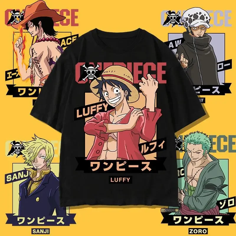 

Summer One Piece Anime Co-branded T-shirt Men's Short-sleeved Zoro Ace Luffy One Piece Clothes Boys Fashion Trend Tops