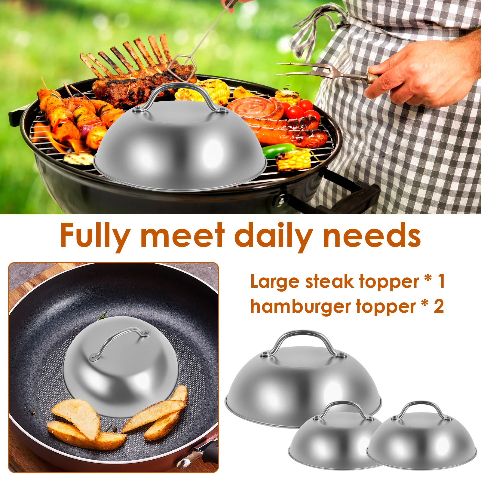 Stainless Steel Frying Pan Covers for Steak Barbecue
