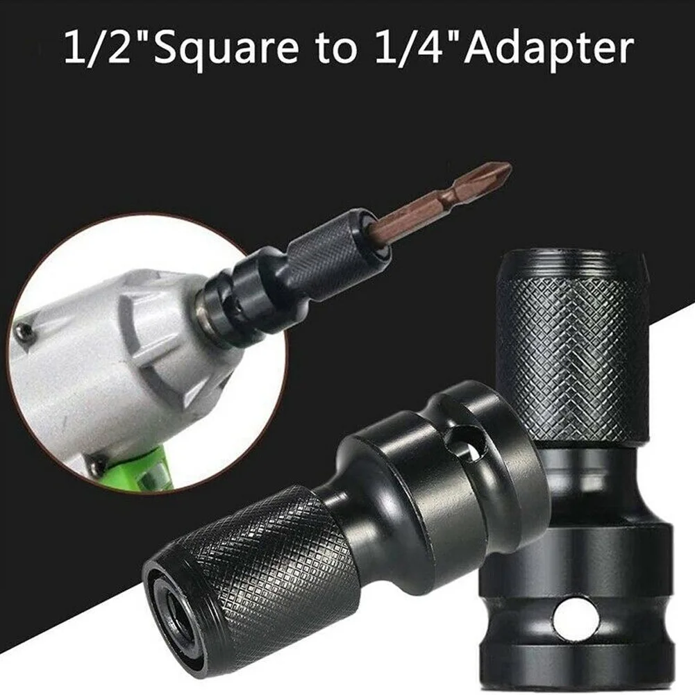 Drill Socket Adapter Set Drill Chuck Converter Hex Shank 1/2inch Drive To 1/4inch Impact Drilling Bits Driver Hand Tools