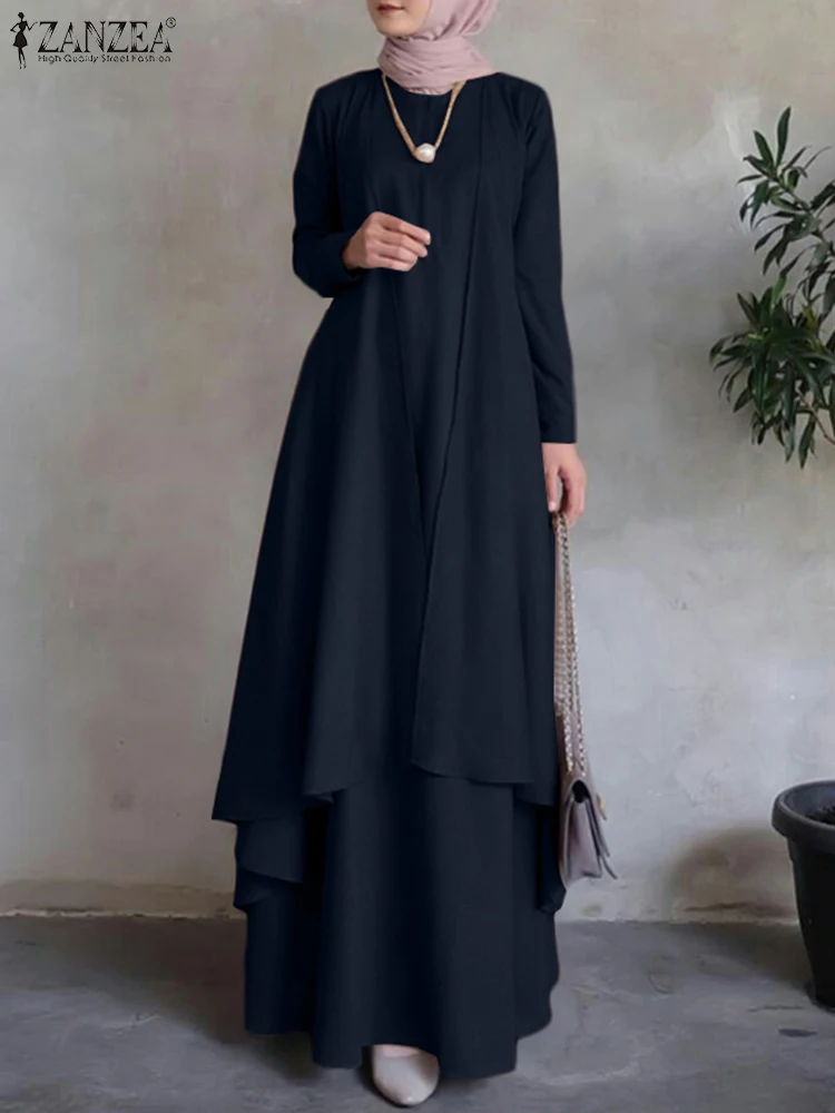 

Модное мусульманское платье ZANZEA Eid Mubarek, женский сарафан с длинным рукавом, абайя, Повседневная Свободная мусульманская одежда, большие размеры, 2023