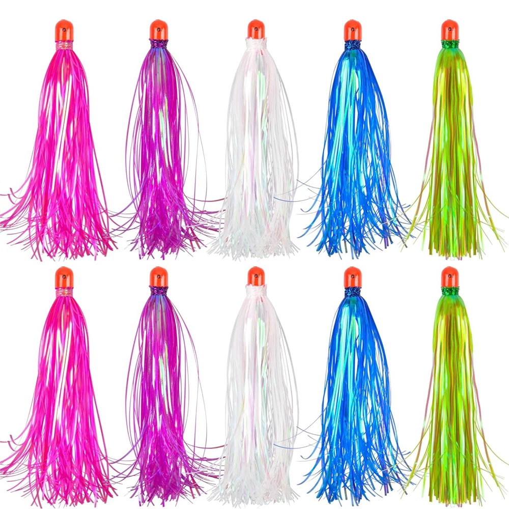 2 Pezzi Mylar Flash Teaser Tail Bucktail Teaser Bait Weighted Fishing Jigs Gonne Saltwater Hi/Lo Fluke Rig Surf Fishing Lure