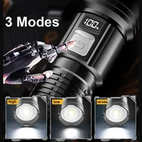 High Strong Power Led Flashlights 300000LM Tactical Torch with Display Light USB Charging Camping Fishing Defensa Zoom Lantern 2