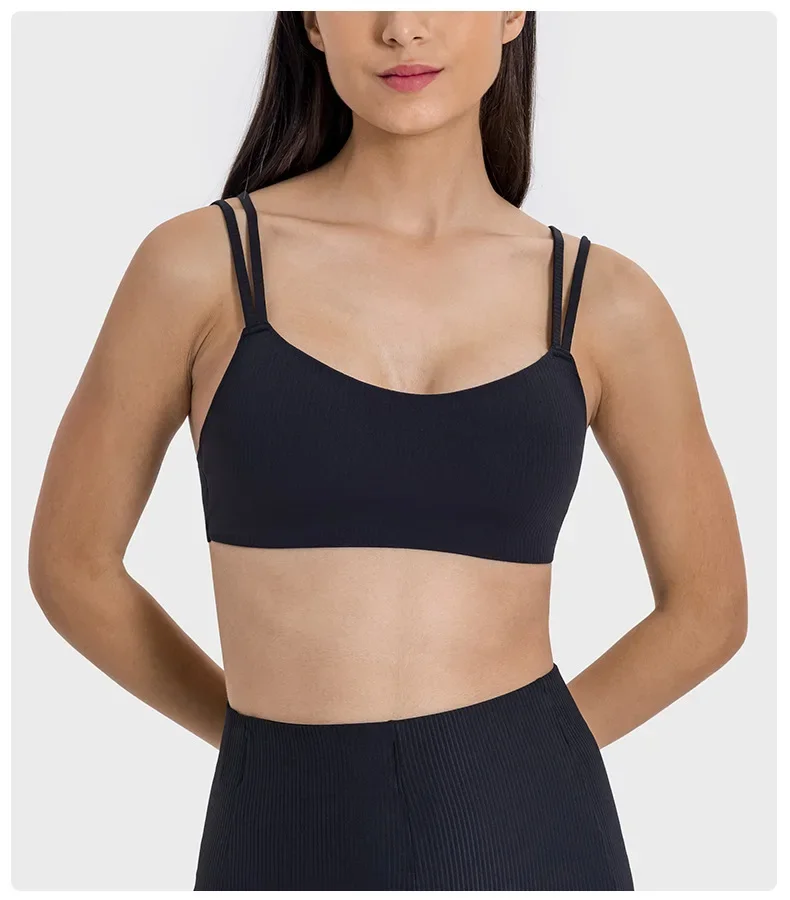 Lksd Vantage Sports Bra Women Buttery-soft Comfort Flat Straps Bonded Seams Fixed Padded Bras With Reflective LSKD Logo