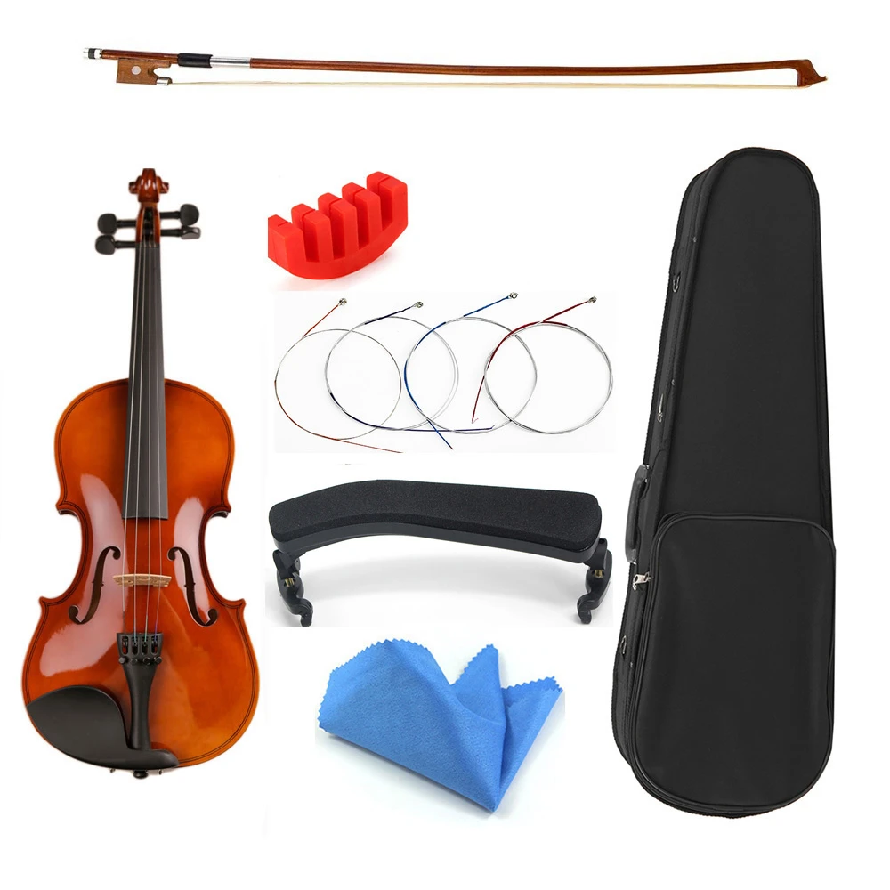 Regalo para Navidad 1/8 1/16 1/10 tamaño con estuche cuerdas de arco reposabrazos violín de madera para estudiantes niños violín| - AliExpress