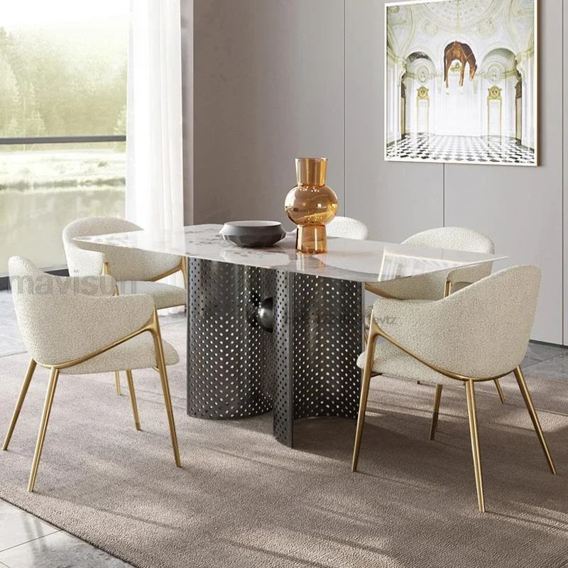 

GY13 Kitchen 12mm Thick Solid Rock Board Two Stainless Steel Table Frame Rectangle Mesa Plegable Furniture Lounge Buffet