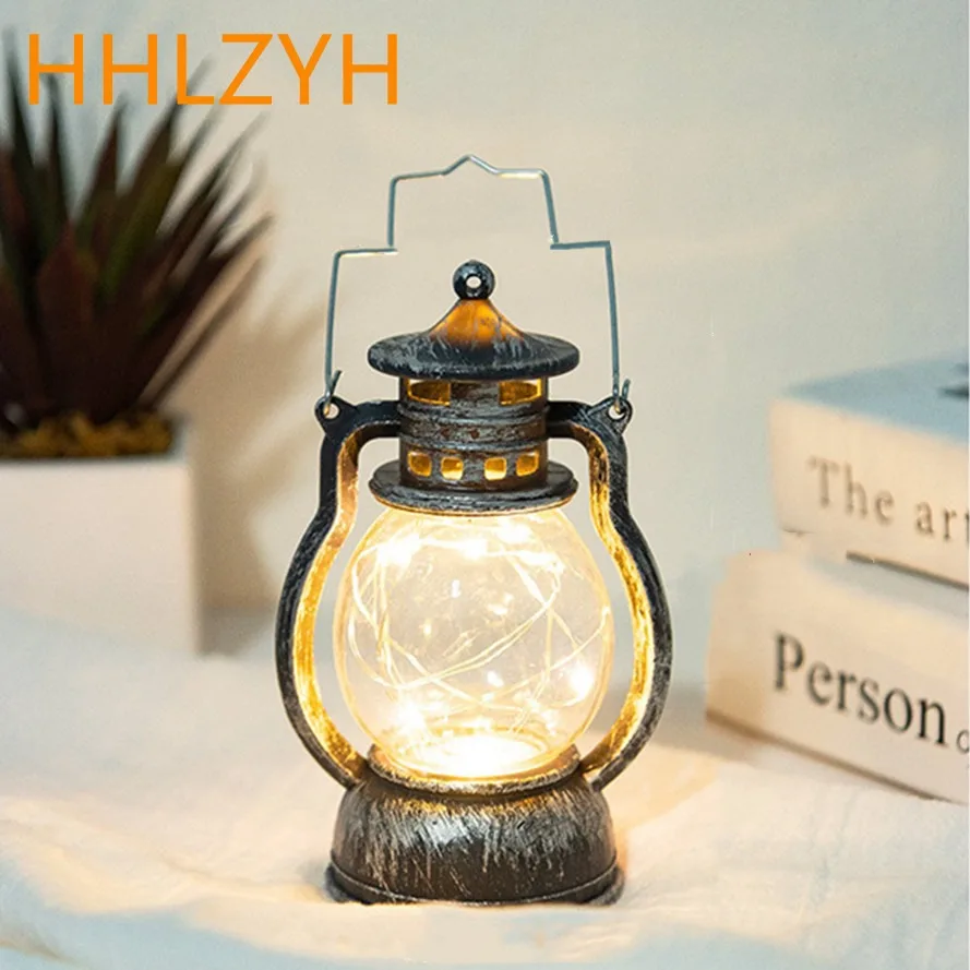LED light decoration Christmas Halloween Retro Portable Lantern Vintage Electronic Candlestick Bar Atmosphere