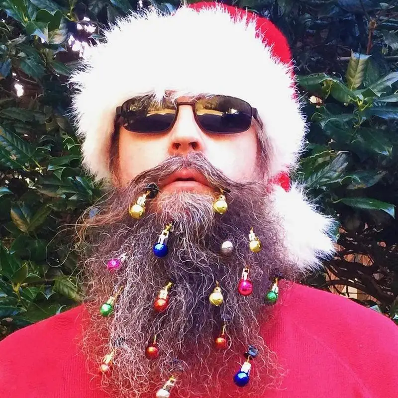Christmas Beard Baubles Ornaments Colorful Xmas Facial Decoration For Men New Year Beard Baubles Ornaments ﻿