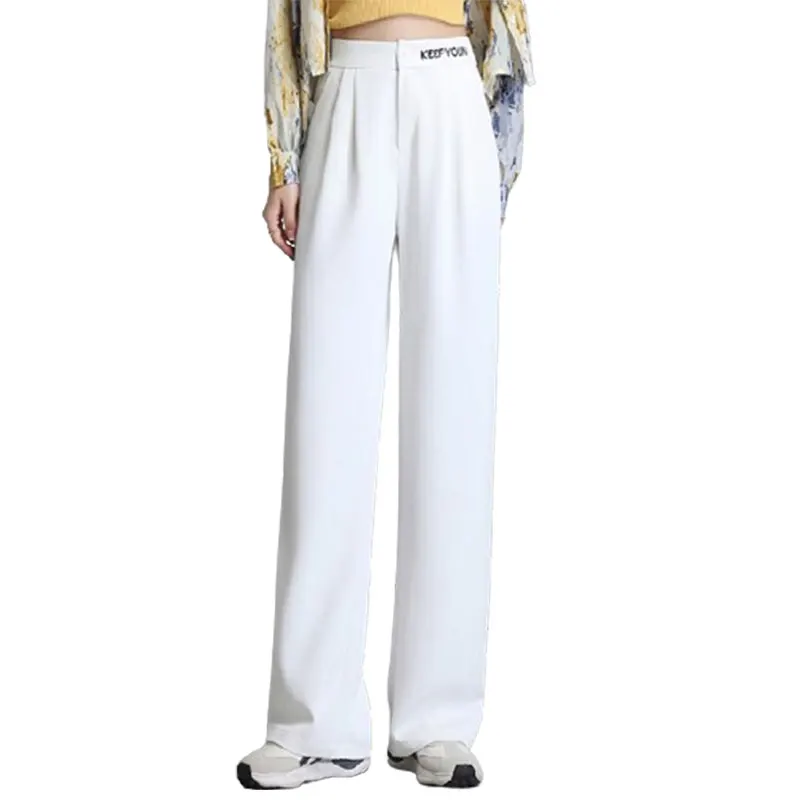 Elegant Fashion Harajuku Slim Fit Female Clothes Loose All Match Sport Casual Pants Solid Pockets High Waist Thin Style Pants