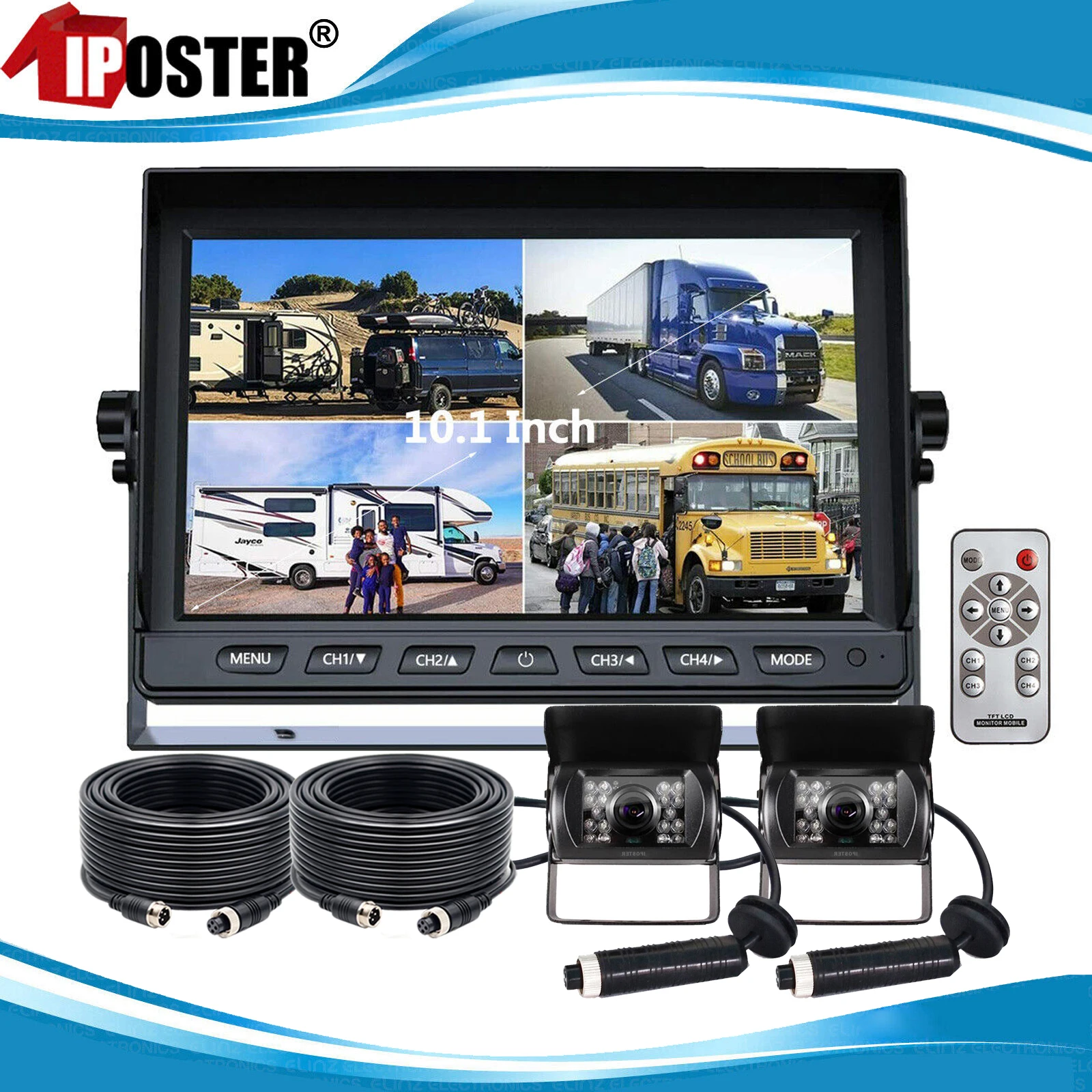 Achteruitkijkcamera Control Box, 4-kanaals Video Splitter Control Box DC12V 24V Beeldschakelaar Afstandsbediening High Definition voor Truck Bus Boot