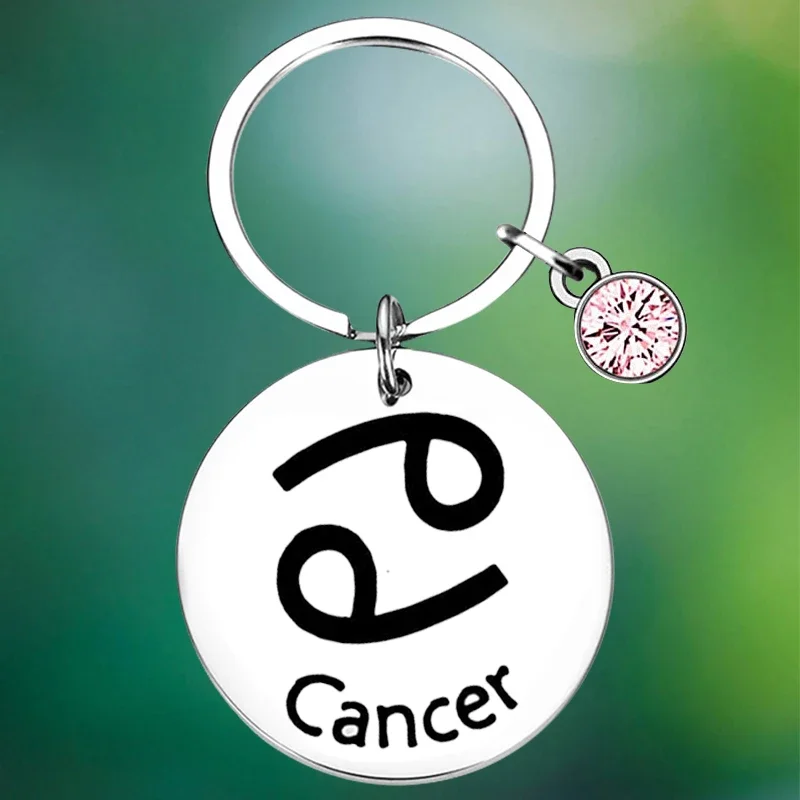 

12 Zodiac Constellation Disc Keychain Horoscope Key Chain Pendant Astrology Gift