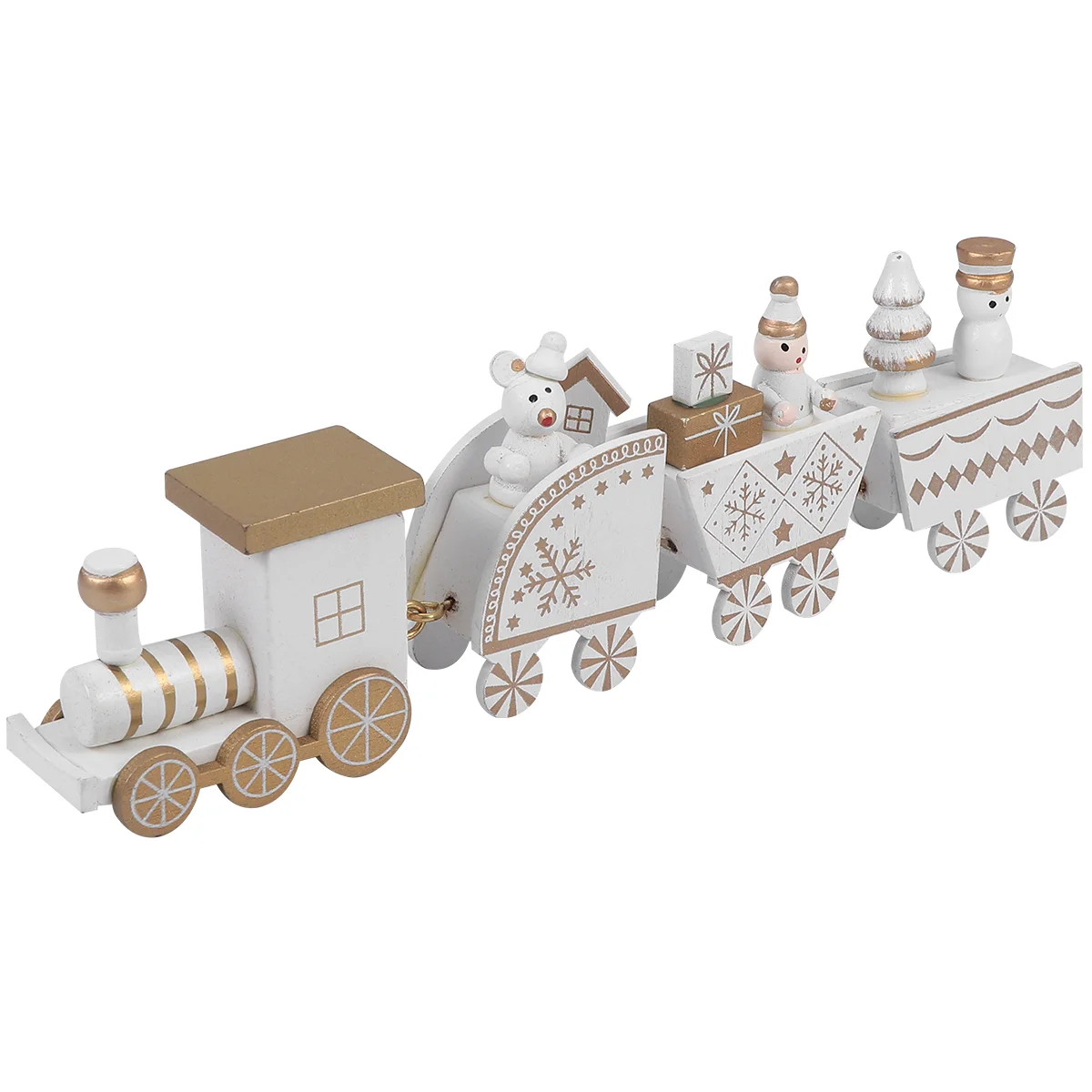 

Nuobesty Wooden Train Toy Christmas Present Decorative Tabletop Ornament Home White