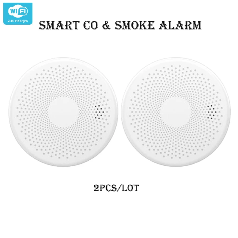 Combination Smoke and Carbon Monoxide Detector Photoelectric Sensor 85dB Fire Device CO Alarm Tuay Smart Life Message Push Alert panic alarm for home Alarms & Sensors