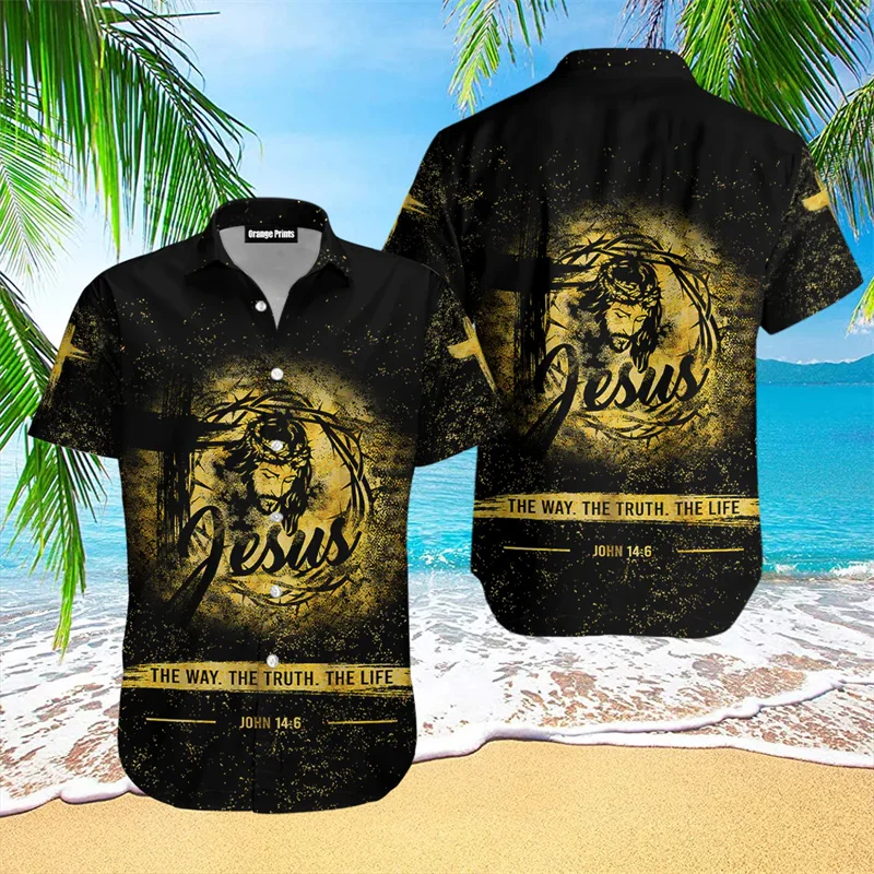 thumbnail image 1 of Jesús es mi Salvador Jesús me ama Camisas hawaianas Camisas de moda para hombre y mujer Camisas de playa geniales Camisas florales geniales de verano Ropa, 1 of 5