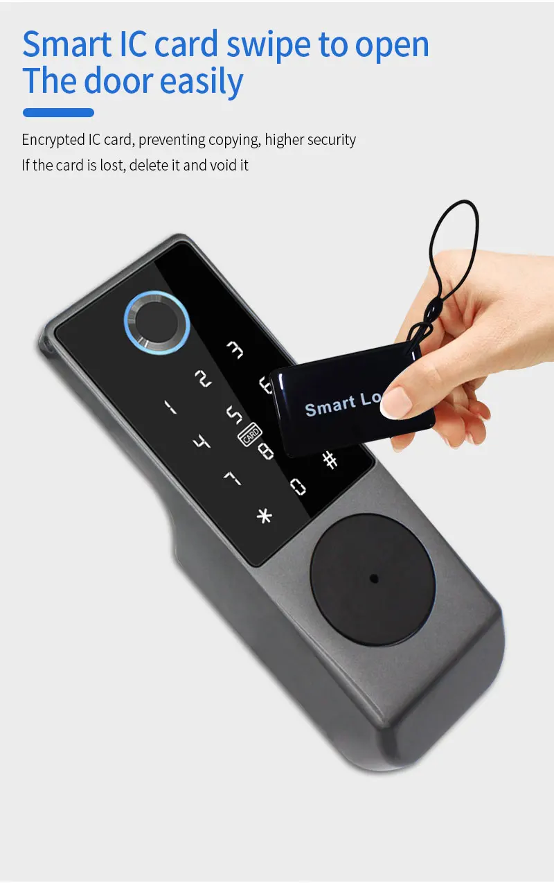 Tuya Wifi APP Control Smart Fingerprint RFID Card Outdoor Door Intelligent Lock