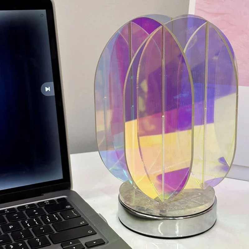 아크릴 LED 밝은 색상 USB 장식 테이블 램프, 침실 룸 게임 룸 실내 야간 램프, 책상 기하학적 장식 테이블 램프 선물