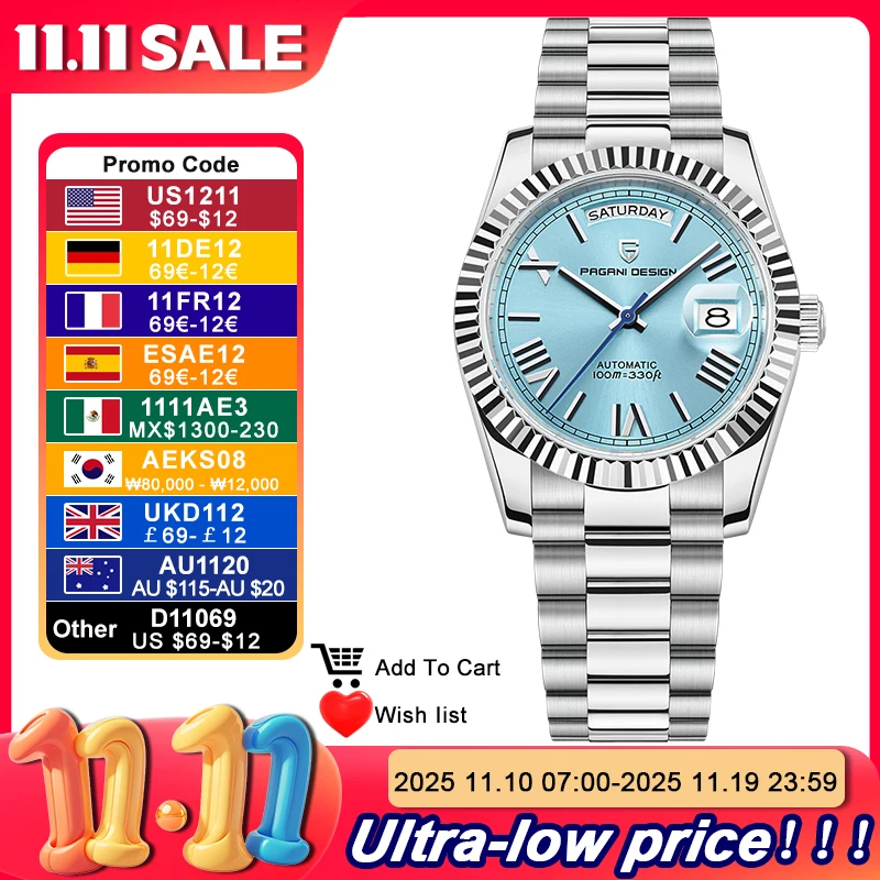 PAGANI DESIGN 2025 New Men's Watches Mechanical Top brand Luxury Automatic Watch For Men AR Sapphire glass Calendar Wrist watch