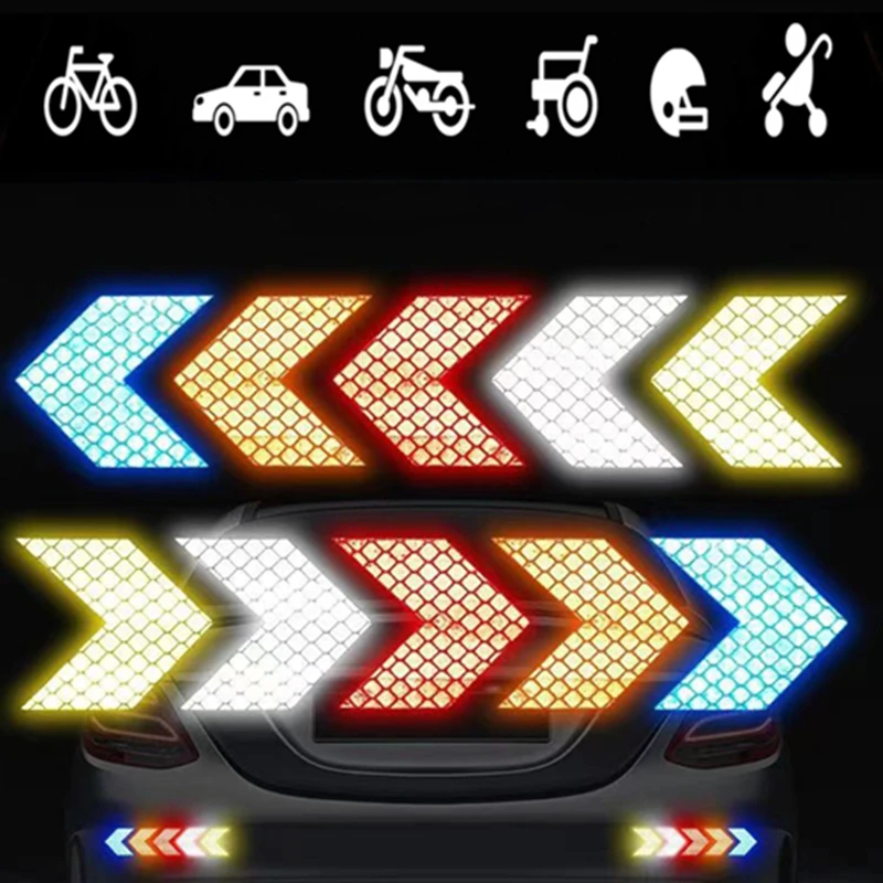 10pcs Safety Warning Reflective Stickers Secure Reflective Car Bumper Stickers Arrow Sticker fluorescent stickers