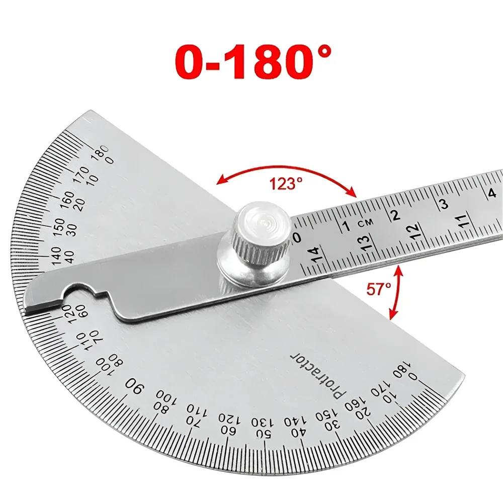 Angle Protractor Digital Angle Protractor Angle Measuring Tool 14cm 180 Degree Adjustable Stainless Steel Roundhead Mathematics Measuring Tool