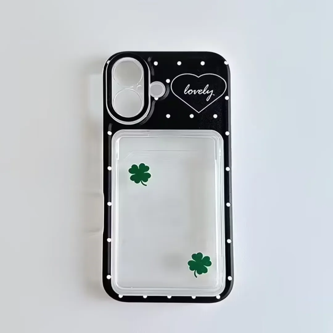 Korean Polka Dots Clear Wallet Phone Case