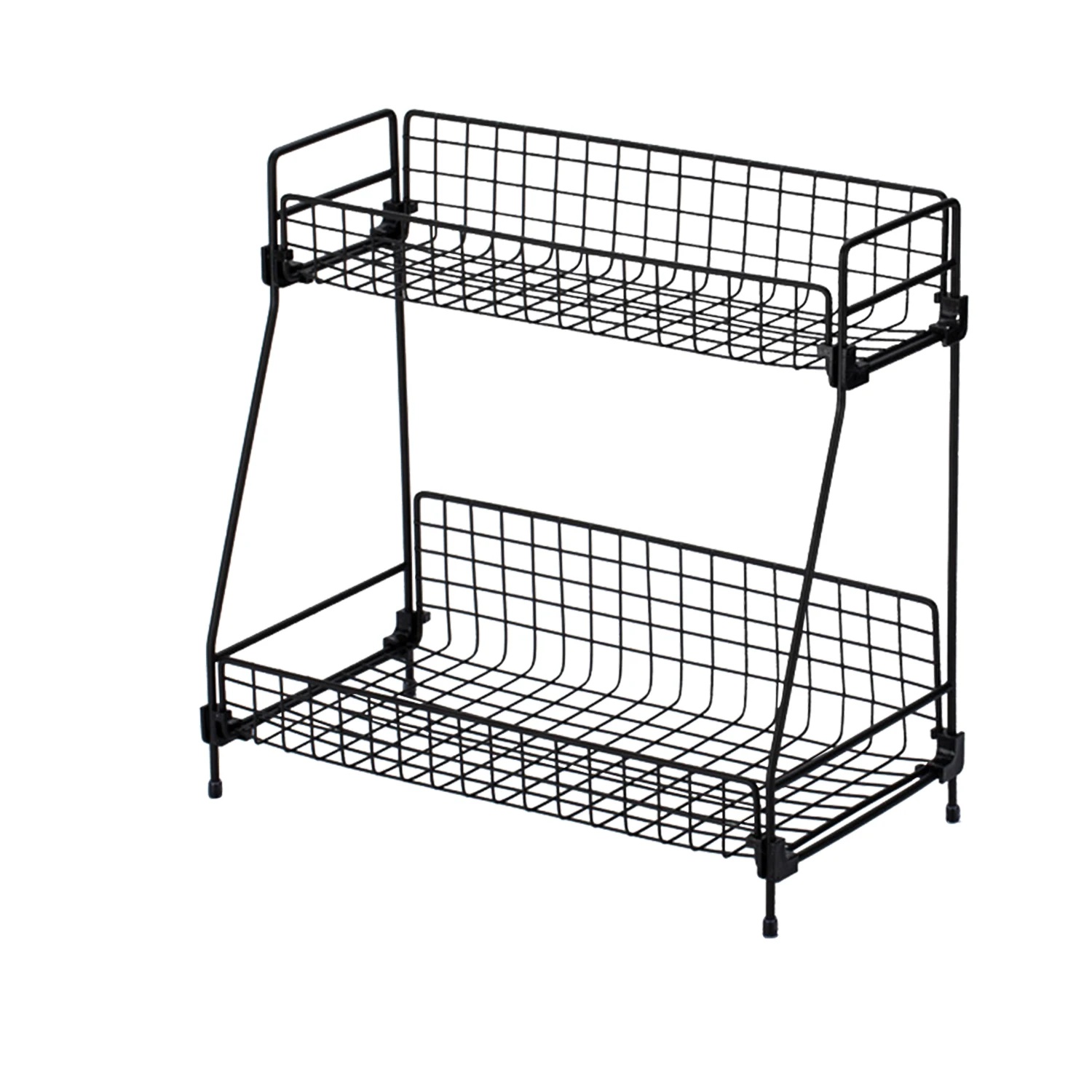 Standing 2 Tiers Spice Herb Jar Rack Holder Storage Organizer Counter Shelf Black: 3 - 5 Days Free Delivery Only UK