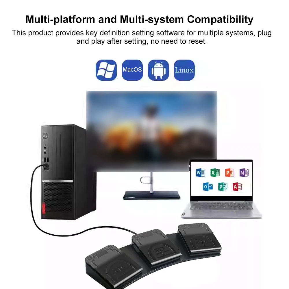 PS/2 에서 USB 풋 페달 스위치, 사용자 정의 호스트 게임 컨트롤러 풋 페달 키보드, 다중 시스템과 호환 가능