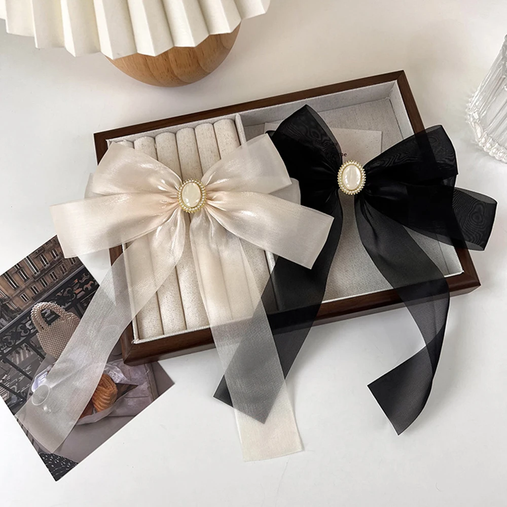 

Vintage Solid Organza Ribbon Bowknot Hair Bow Hairpins Women Elegant Hair Clips Hairpin Hair Accessories Girls Hair Barrettes