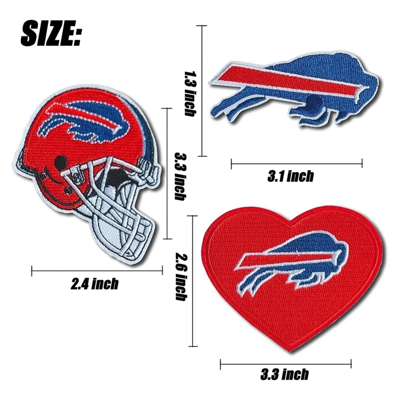Lovezzr 3Pcs Rugby Fans' Favorite Team Logo,Rugby Logo and Heart Logo Iron  On Sew On High-end Embroidered Patch Set for Jackets Backpacks Jeans and