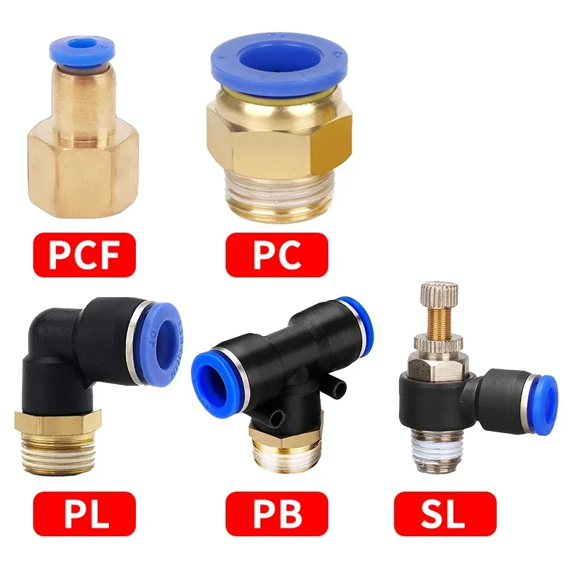 Conexão Pneumática do Conector do ar Conexões de Mangueira Tubulação Conectores Rápidos pc Pcf sl pb pl 10 mm 12 mm 14 mm 16 Thread m5 Maneira