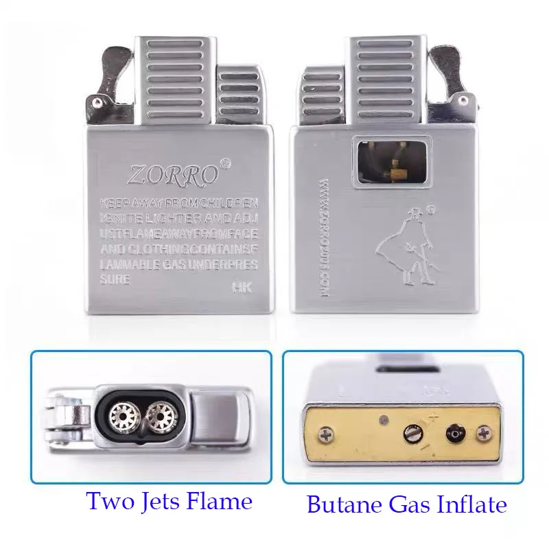 Description Picture 5 of itemZorro Double Jets Butane Lighter Metal Windproof Movement Gas Inflate Inner Insert Conventional Universal Replace Accessories