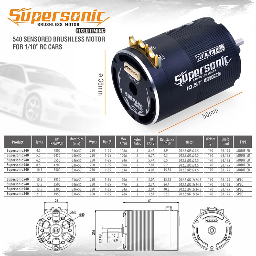 Moteur Brushless 4.5T-17.5T + ESC 120A pour RC 1/10