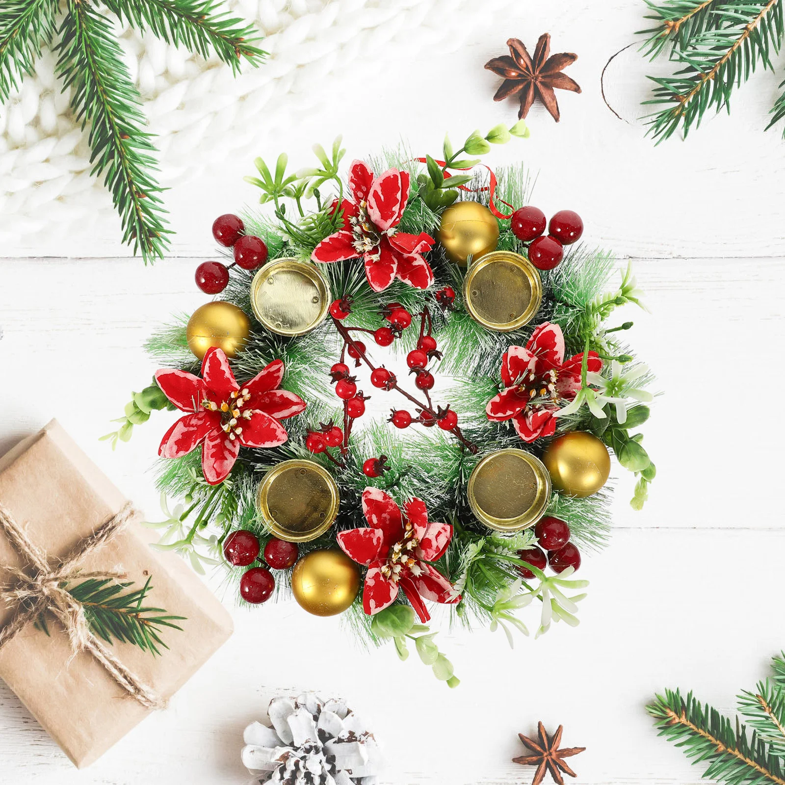 

Garland Xmas Wreath Stand Door Hanging Decors Decorations Wreaths Plastic Christmas Ornament