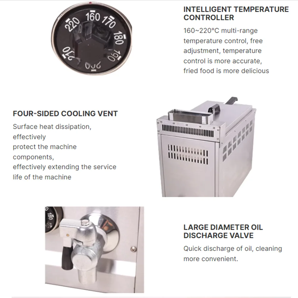 14L stainless steel commercial electric deep fryer single cylinder smokeless chicken leg fryer gas version ﻿