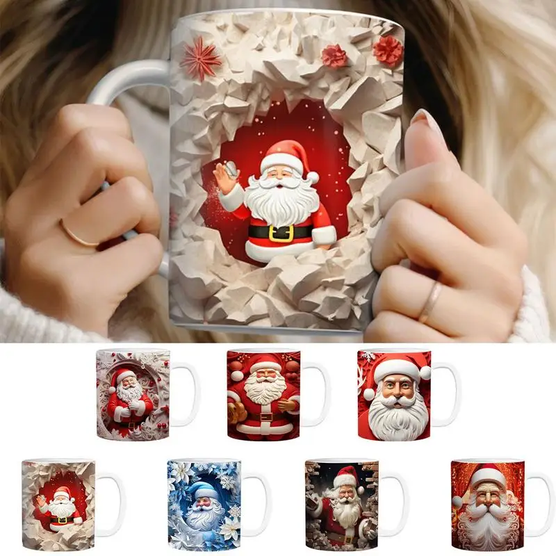 

350ml Christmas Ice Cream Mugs Creative Christmas Mugs Ceramic Milk Tea Cup Drinking Water Bottle Santa New Year Gifts