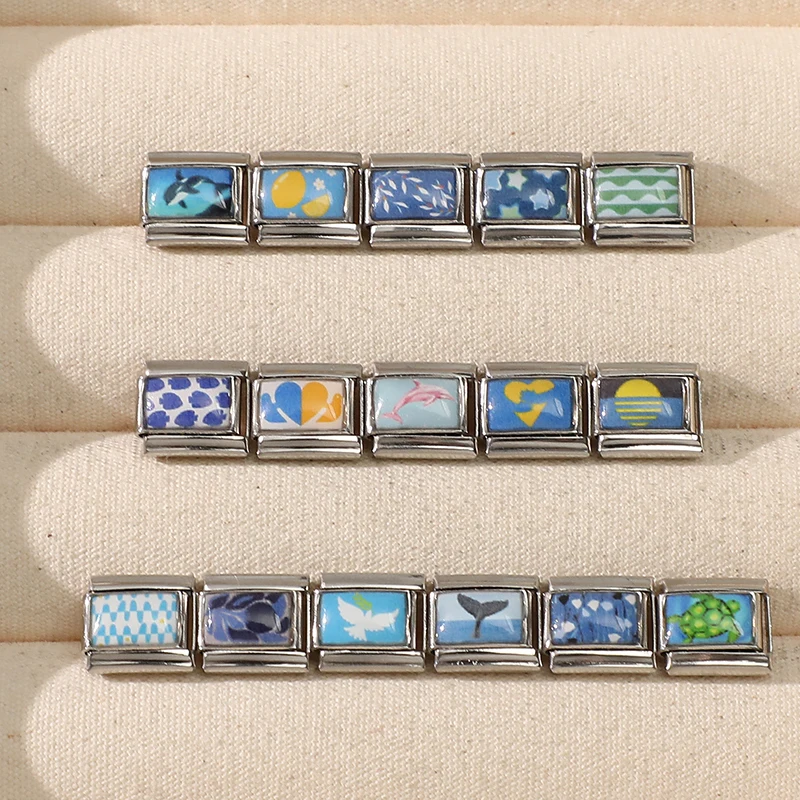 Ocean Series Stainless Steel Charm Link Fit 9mm Bracelet